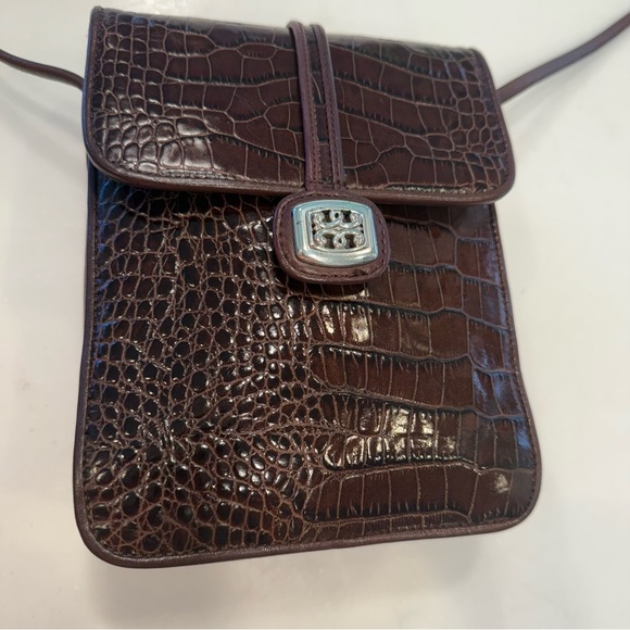 Vintage Brighton Leather Croc Embossed Crossbody Shoulder Handbag Purse EUC - Picture 14 of 16
